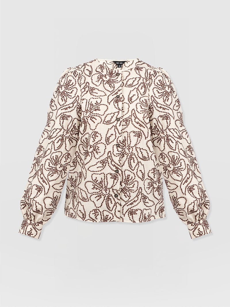 Tabitha Blouse - Cream/Brown - Women's Blouses | Saint + Sofia? EU
