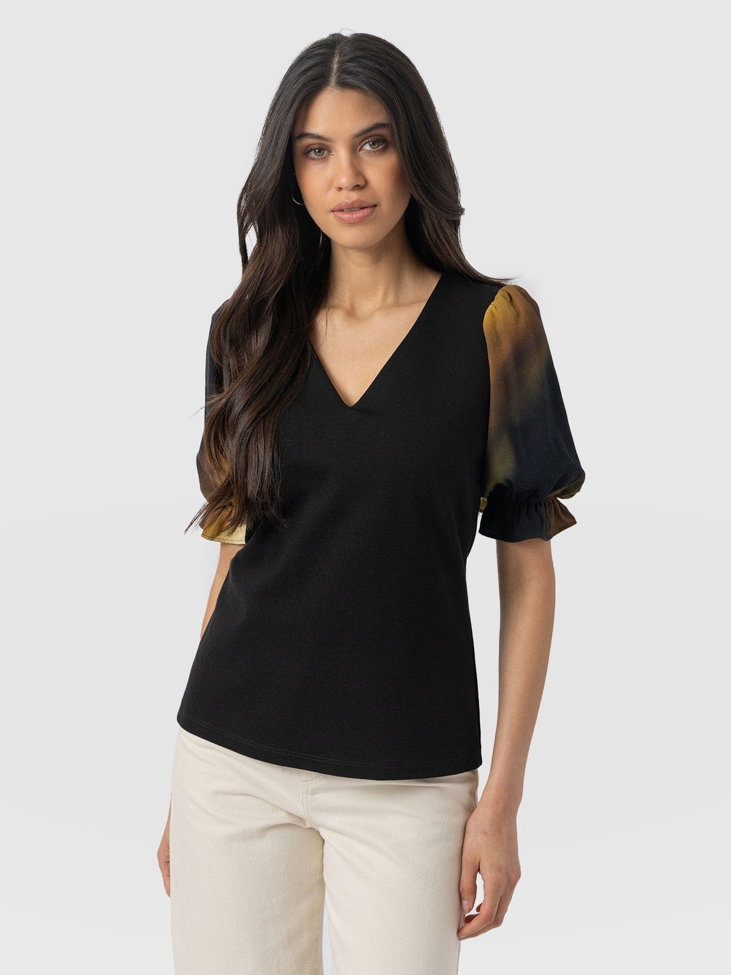 Tori Puff Sleeve Top - Yellow Gradient - Women's T-shirts | Saint + Sofia® EU