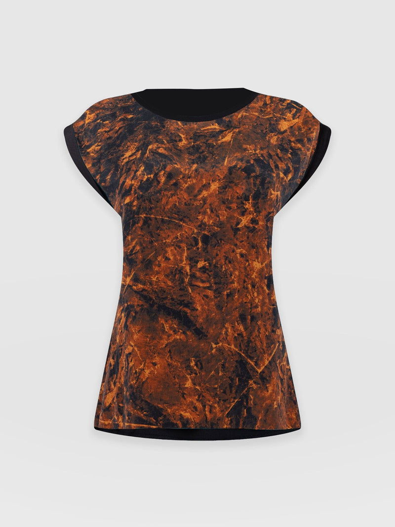 Turn Up Contrast Tee - Brown Marble - Women's T-shirts | Saint + Sofia® EU