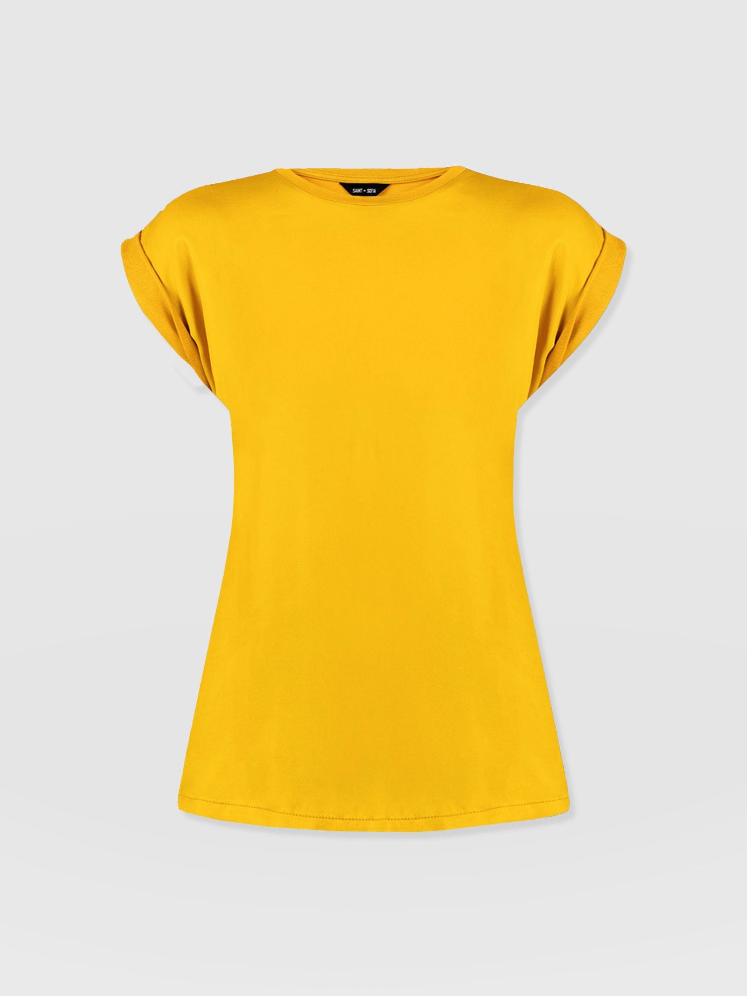 Turn Up Contrast Tee - Golden Yellow - Women's T-shirts | Saint + Sofia® EU