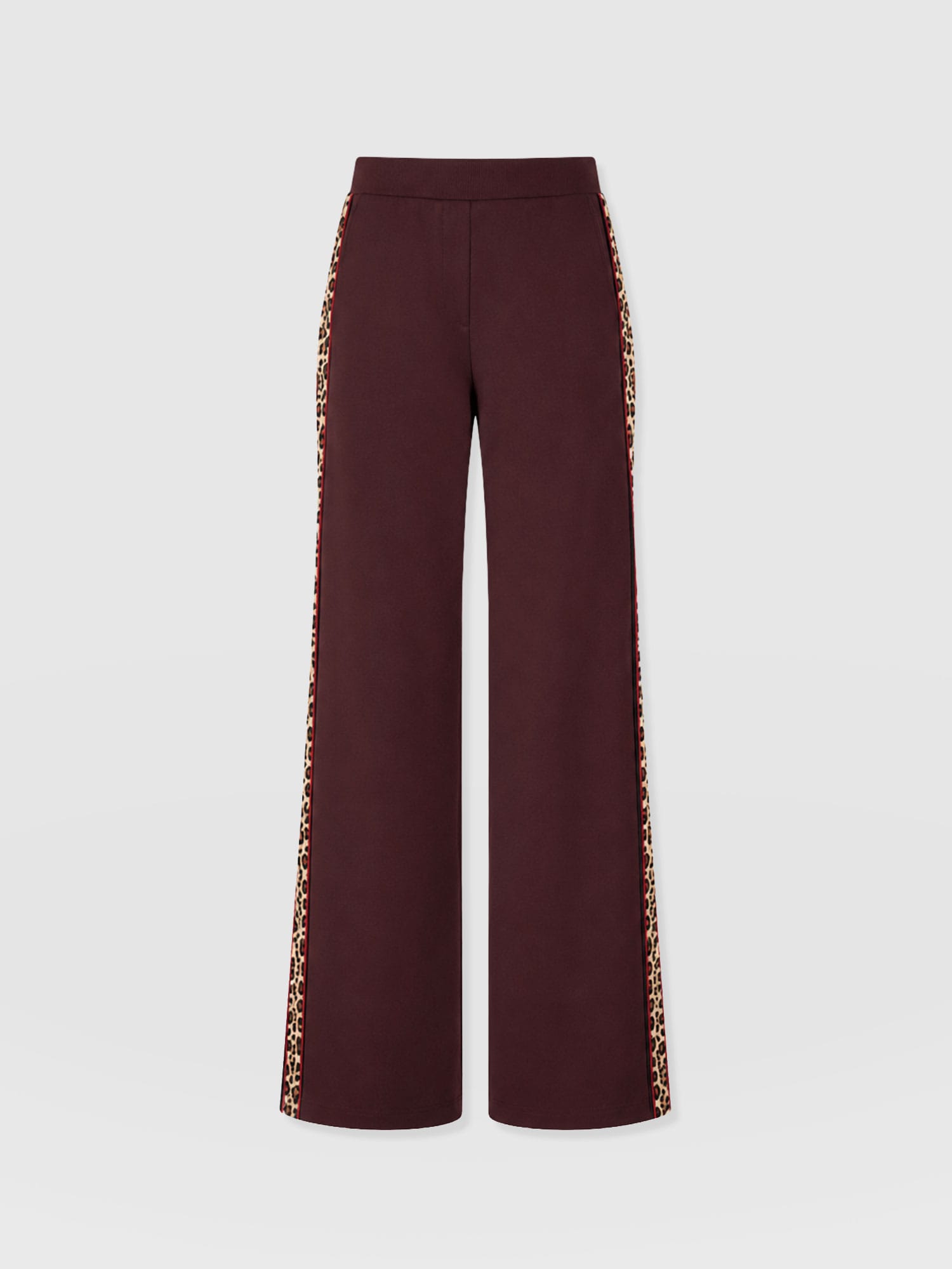 Victory Straight Leg Pant - Maroon - Leopard - Women's Trousers | Saint and Sofia® EU
