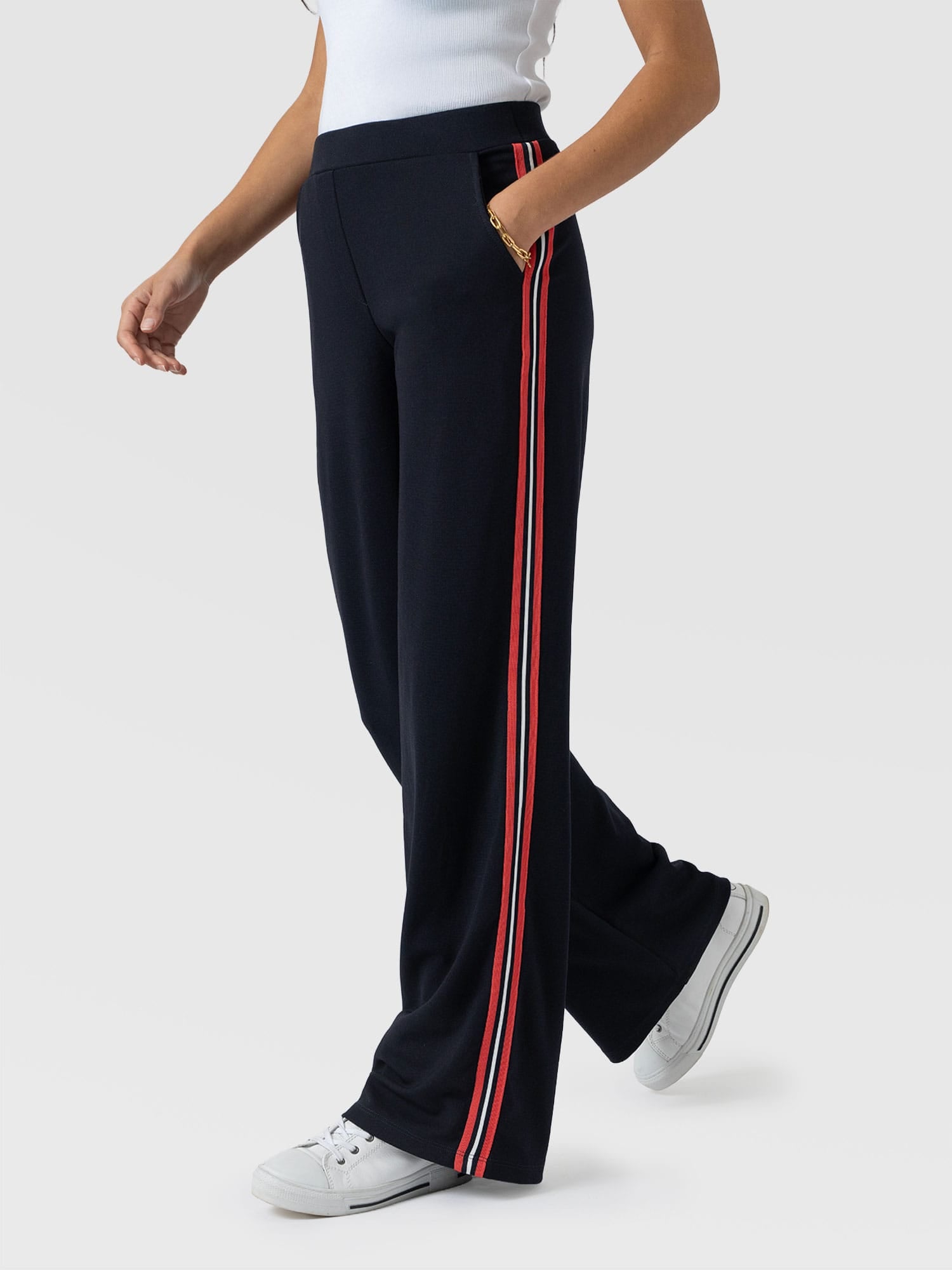 Victory Straight Leg Pant Navy/Red Stripe - Women's Trousers | Saint + Sofia® EU