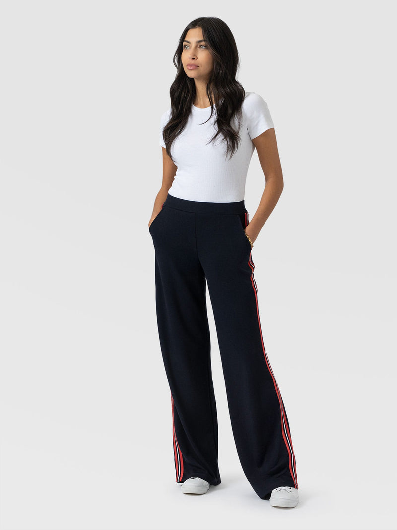 Victory Straight Leg Pant Navy/Red Stripe - Women's Trousers | Saint + Sofia® EU