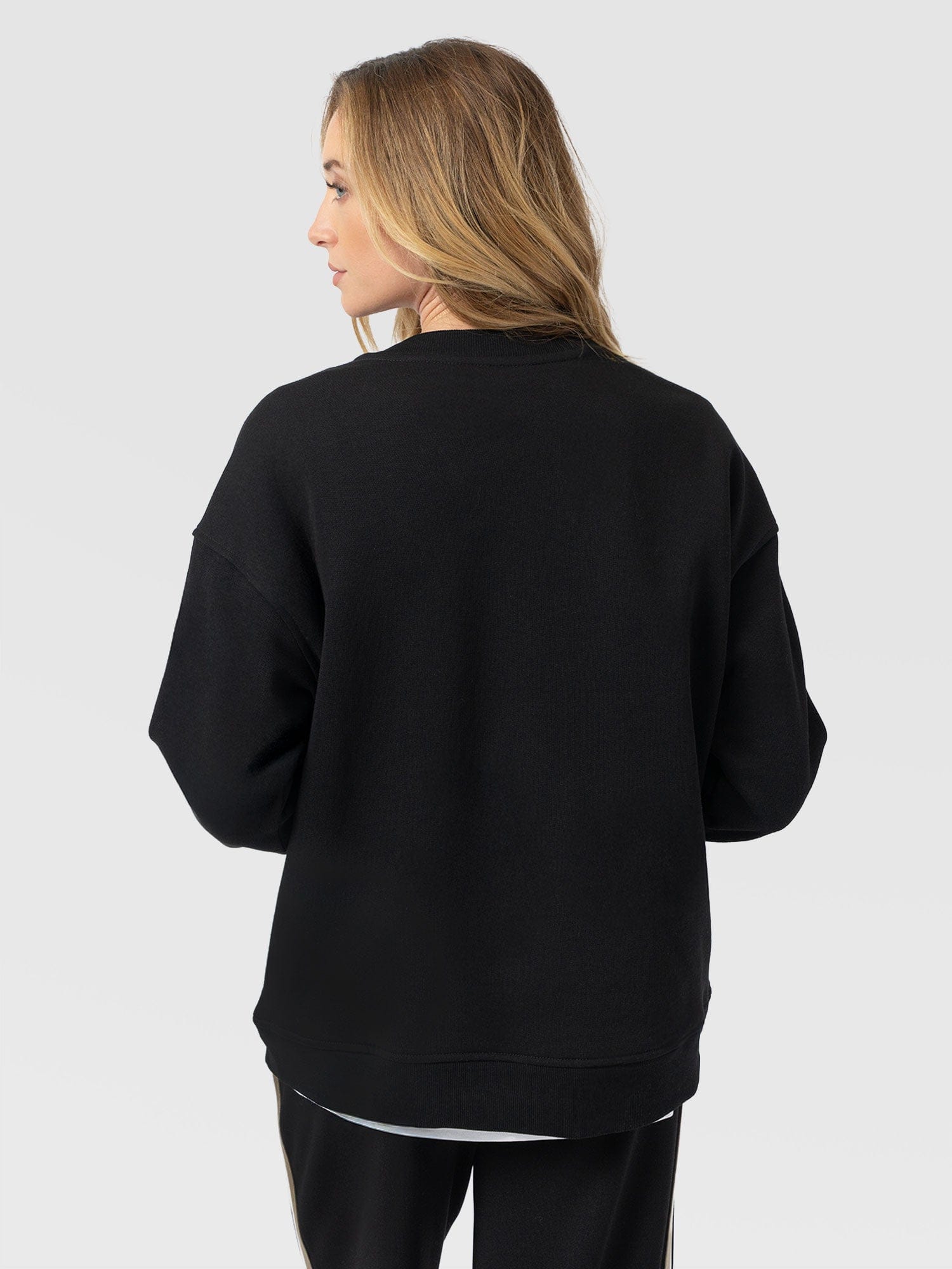 Hoxton Sweatshirt - Black - Cream/Beige Stripe - Women's Jumpers | Saint and Sofia® EU