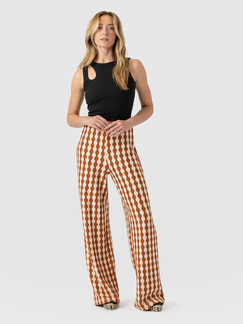 Victory Wide Leg Pant - Brown/Cream - Women's Trouserss | Saint + Sofia® EU