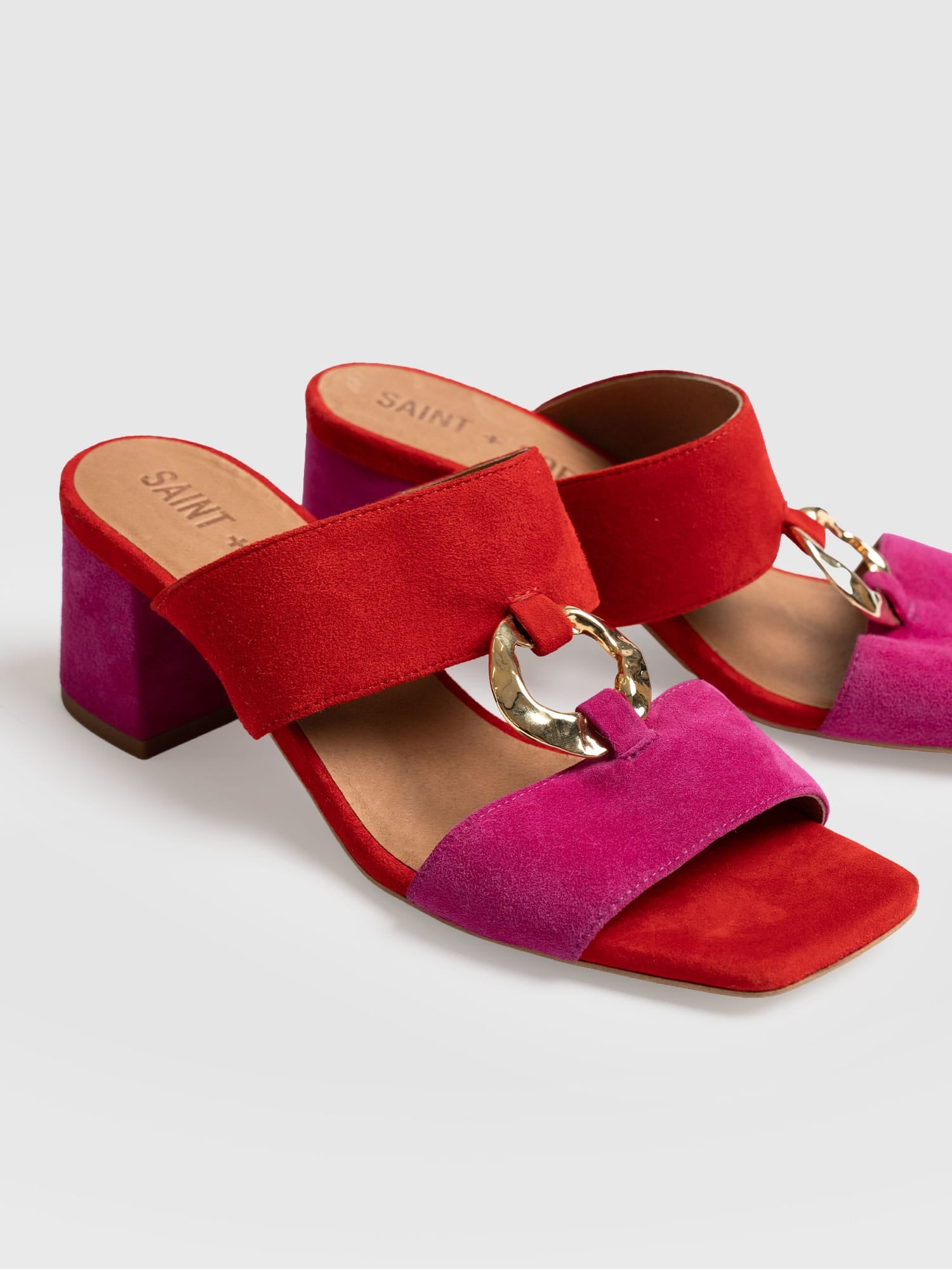 Vivienne Heeled Mules - Pink/Red - Women's Shoes | Saint + Sofia® EU