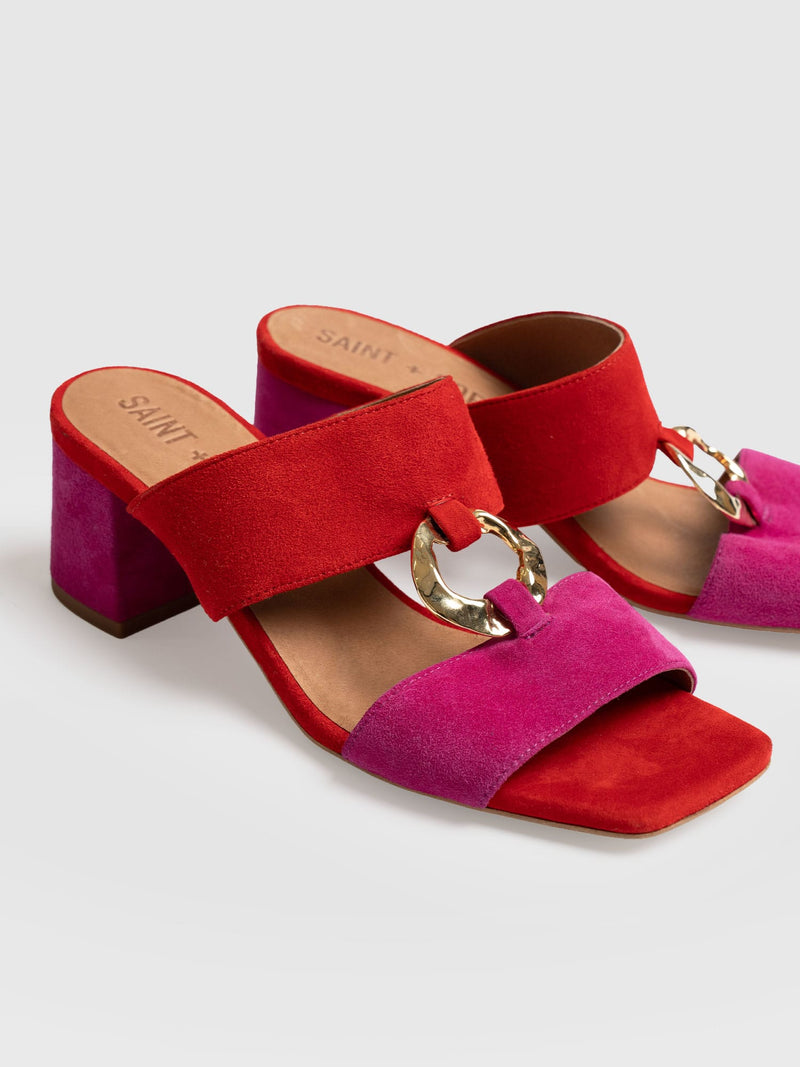 Vivienne Heeled Mules - Pink/Red - Women's Shoes | Saint + Sofia® EU