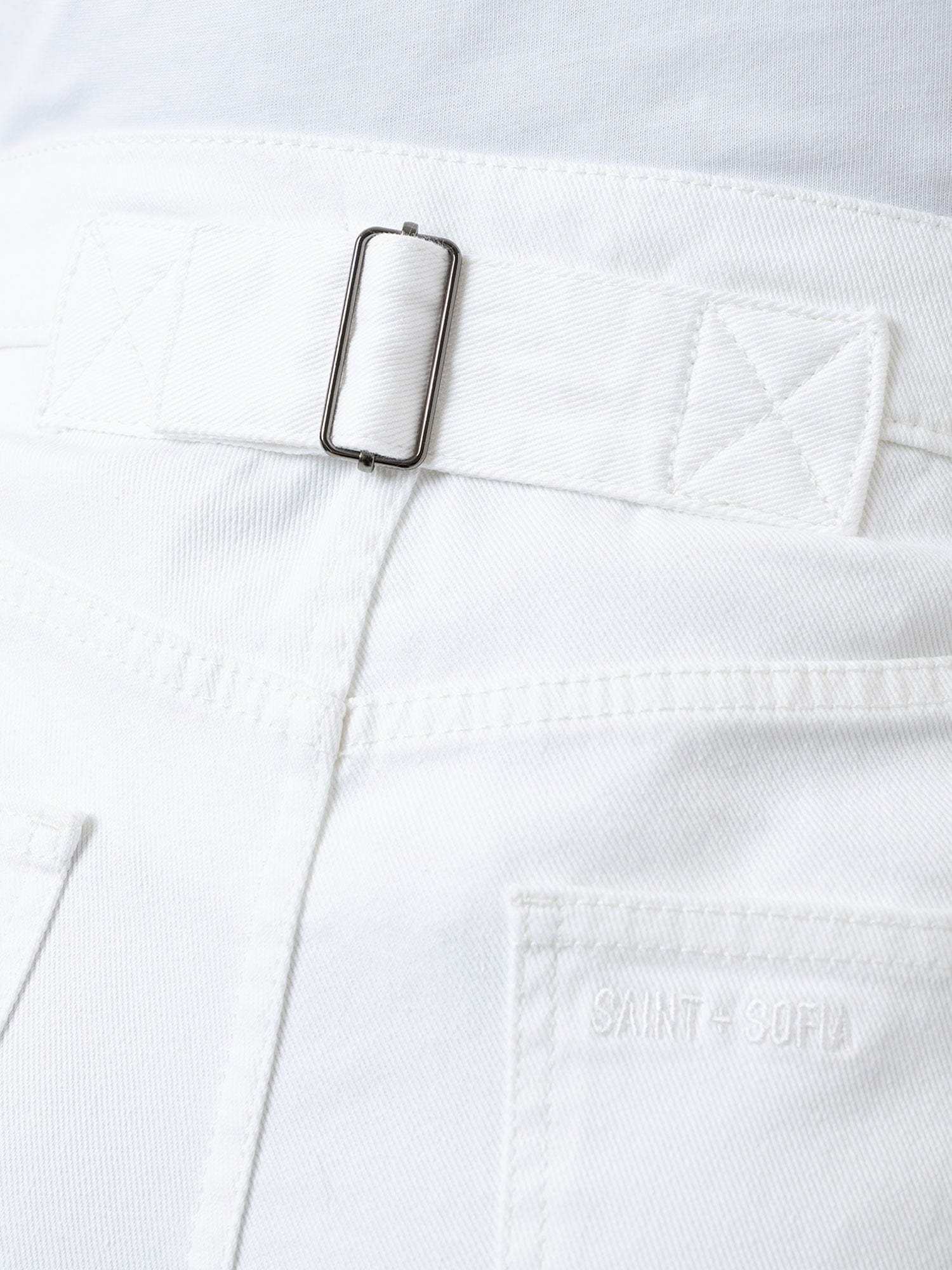 Adjustable Wide Leg Jean - White - Women's Denims | Saint + Sofia® EU