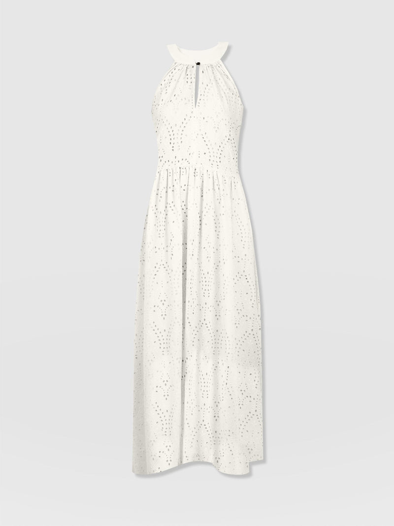 Zoey Halter Neck Dress - White Broderie - Women's Dresses | Saint + Sofia® EU