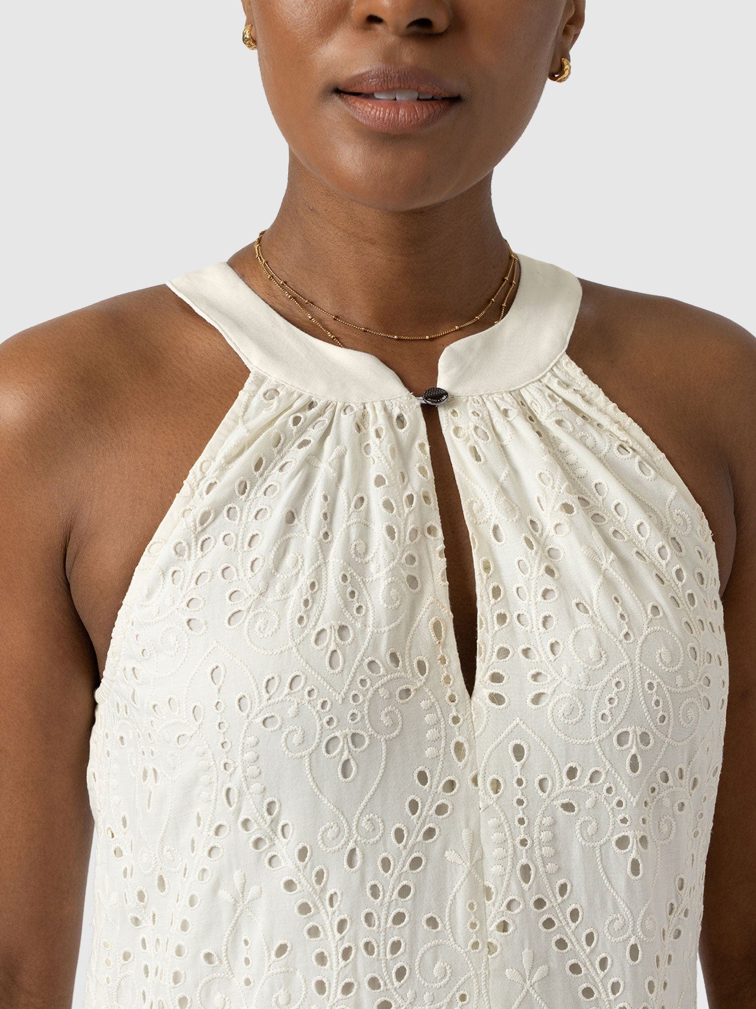 Zoey Halter Neck Dress - White Broderie - Women's Dresses | Saint + Sofia® EU