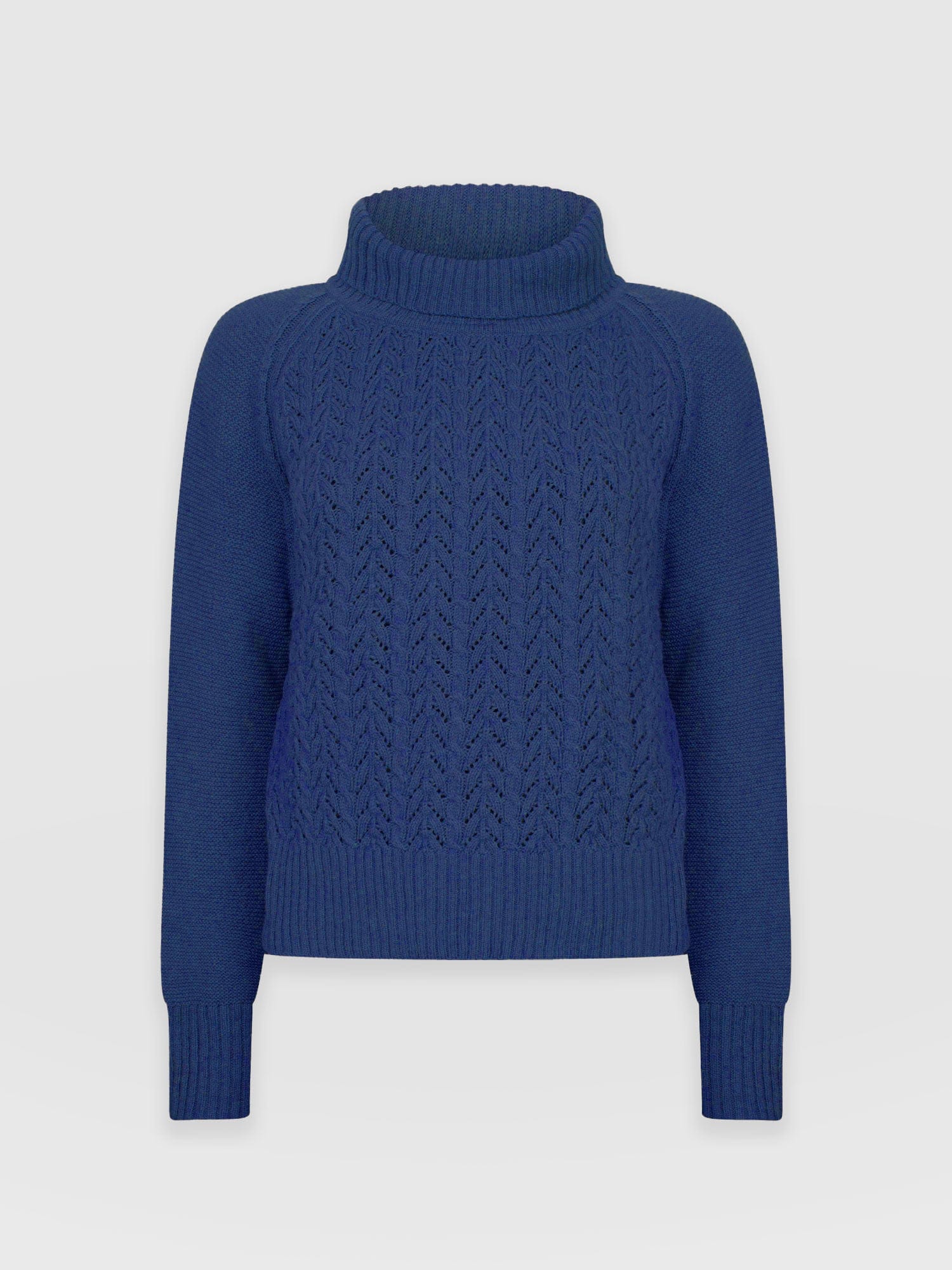 Glen Cable Knit Jumper Blue - Women's Jumpers | Saint + Sofia® EU