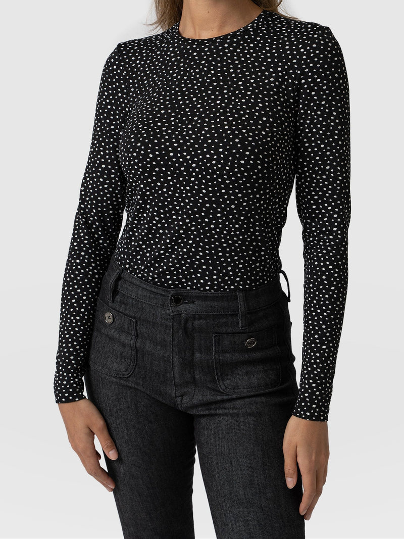 Austen Crew Neck Long Sleeve Tee - Black Spot