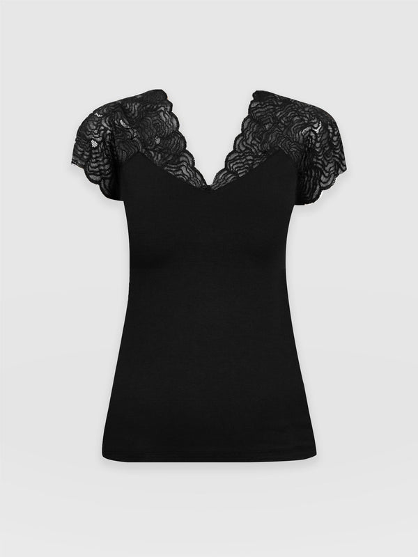 Sophia Lace Tee - Black