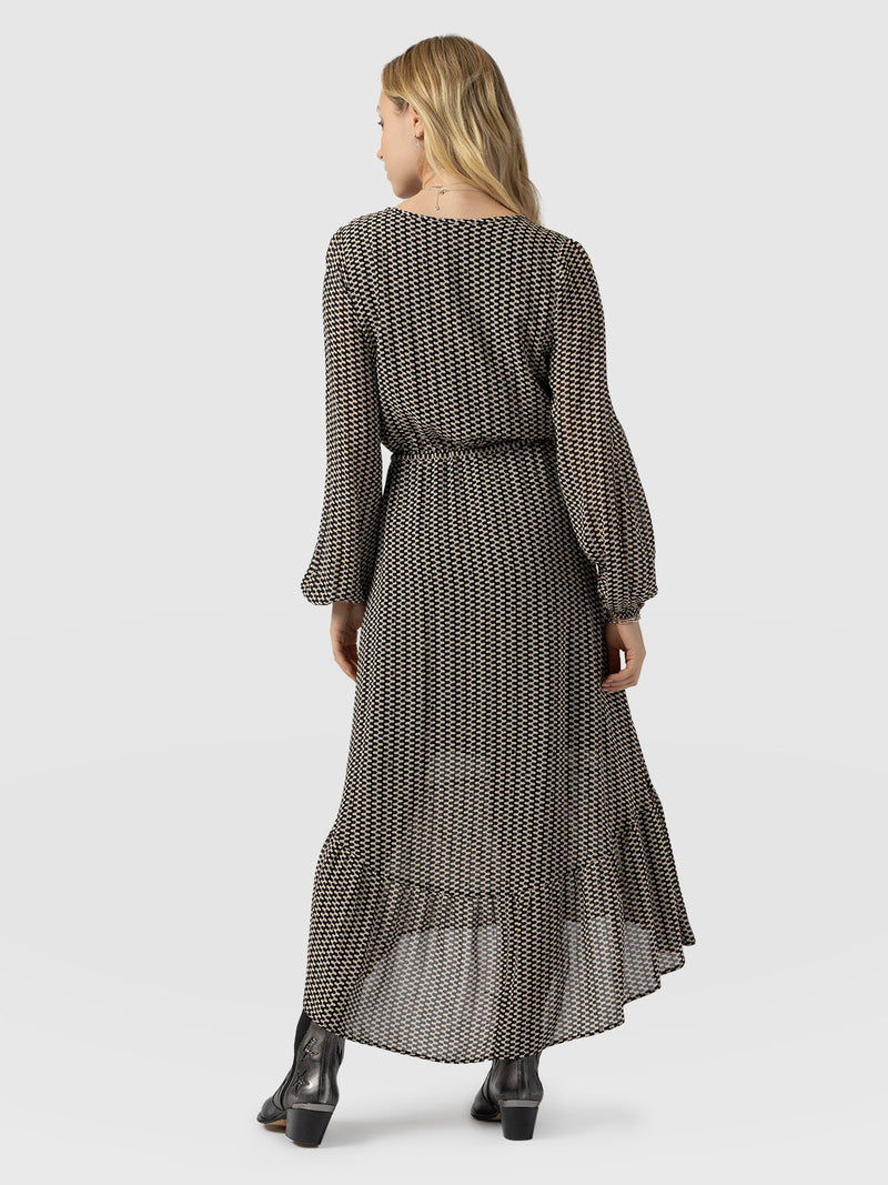 Evelyn High Low Dress - Monochrome Wave