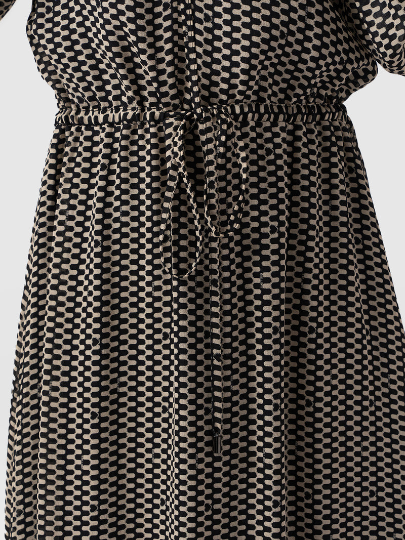 Evelyn High Low Dress - Monochrome Wave