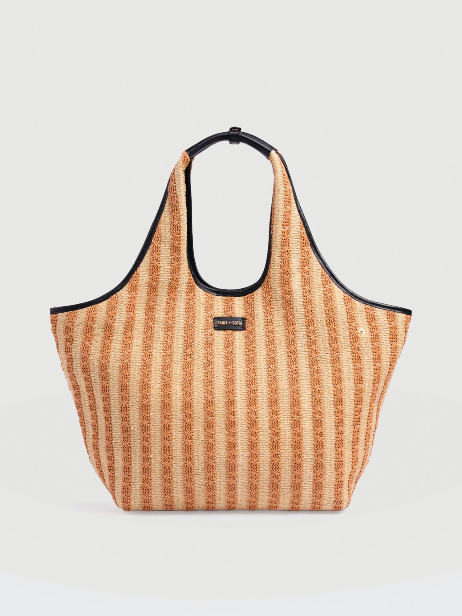 Large Stella Shoulder Tote Bag - Orange Raffia