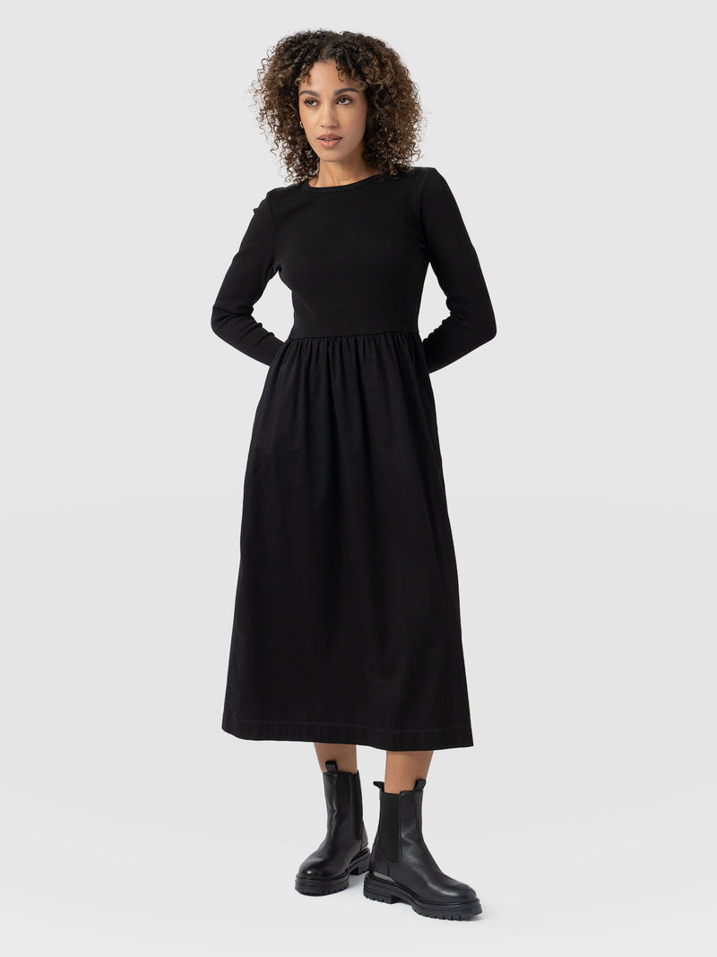 Ivy Full Skirt Dress - Black