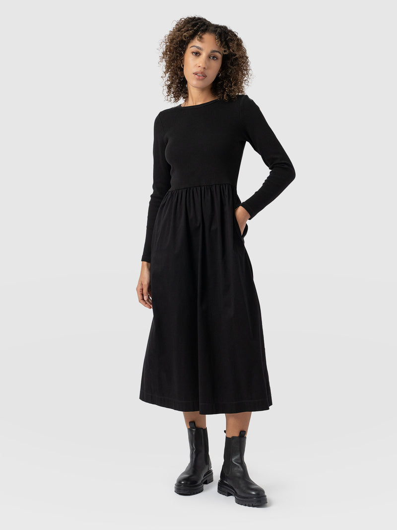 Ivy Full Skirt Dress - Black