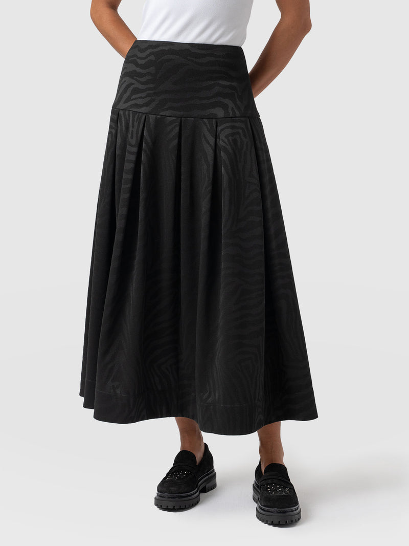 Everly Pleated Skirt - Black Zebra