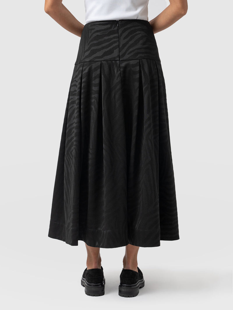 Everly Pleated Skirt - Black Zebra