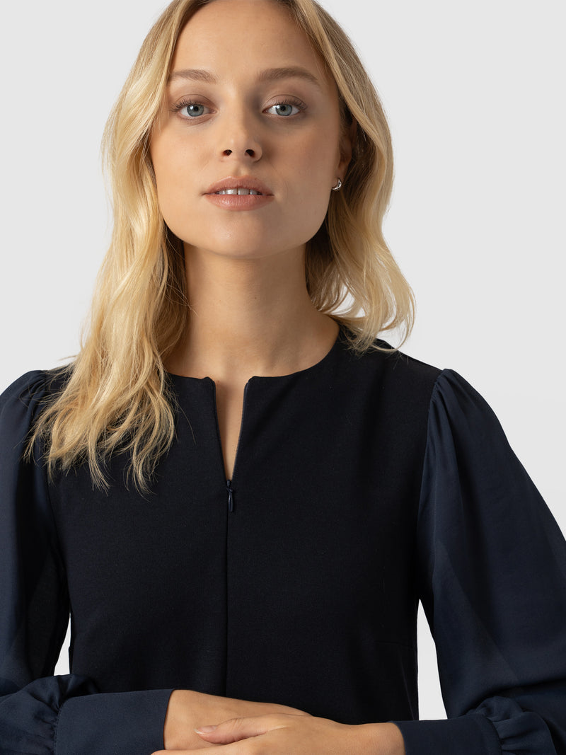 Esme Zip Up Dress - Navy