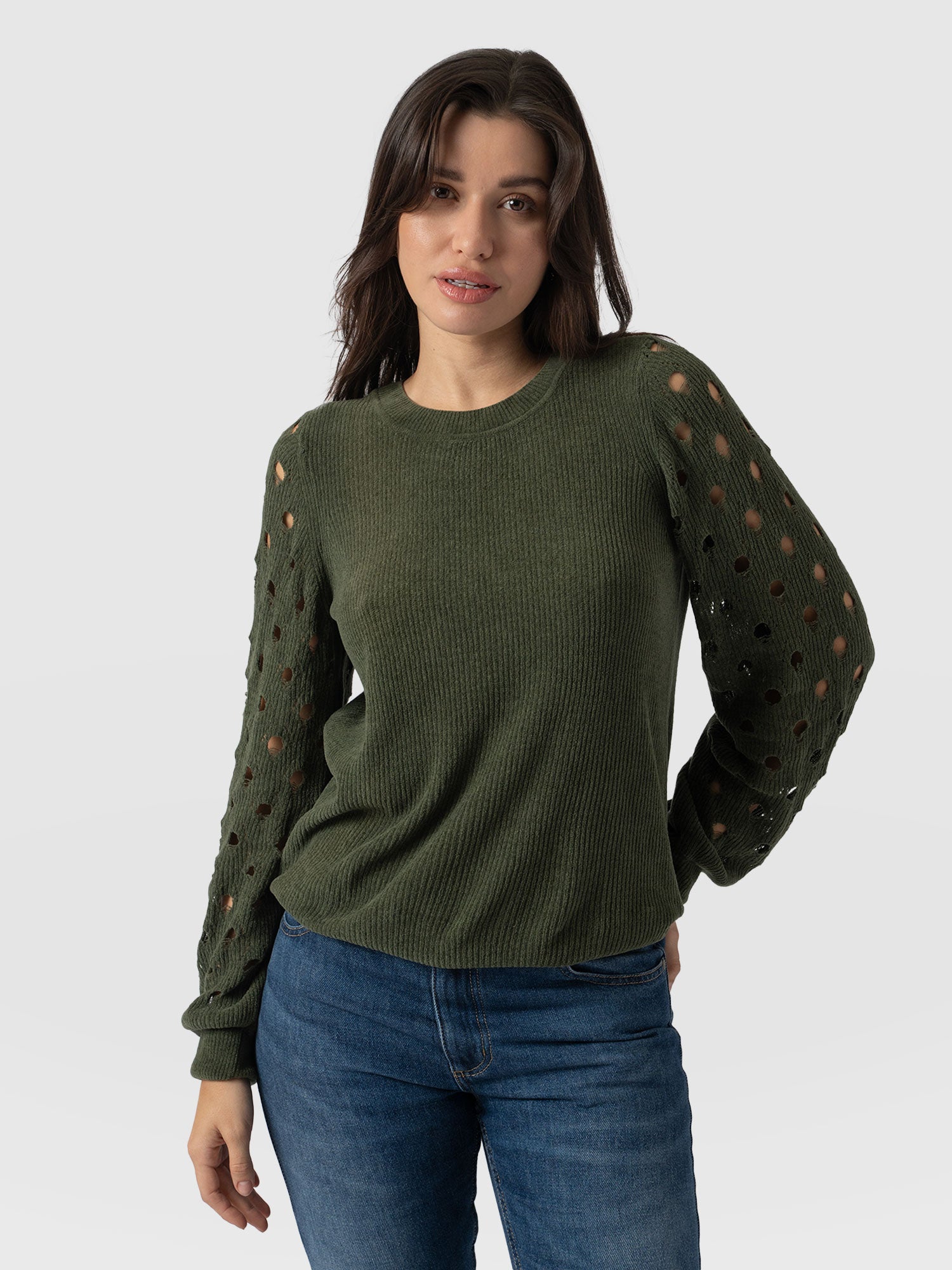 Suki Lace Hole Knit - Green