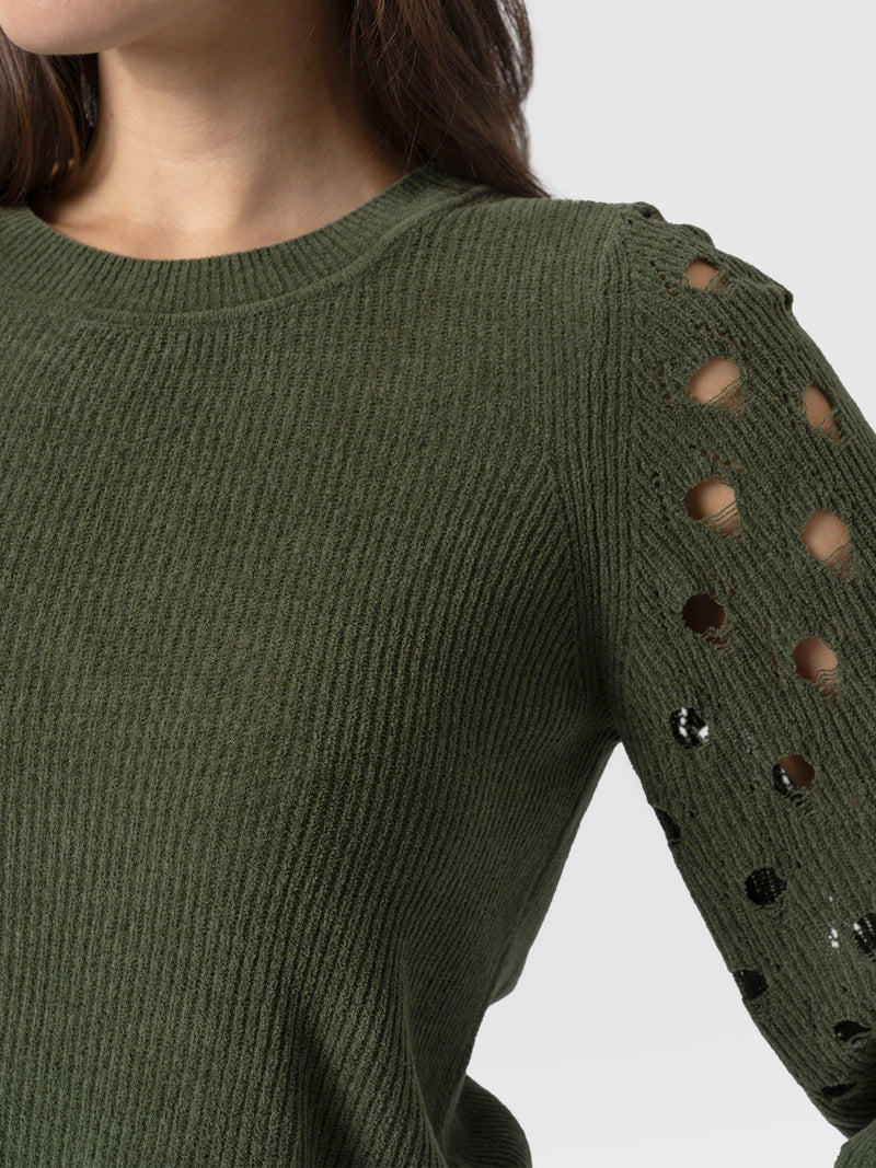 Suki Lace Hole Knit - Green