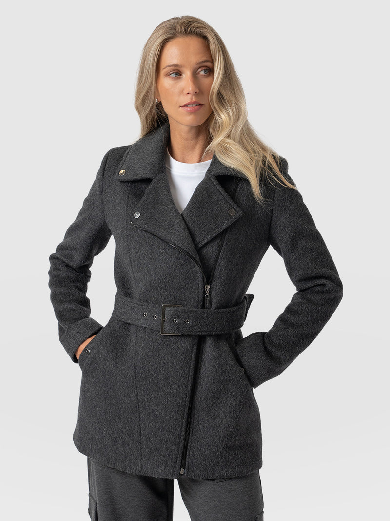 Daltrey Biker Coat - Charcoal