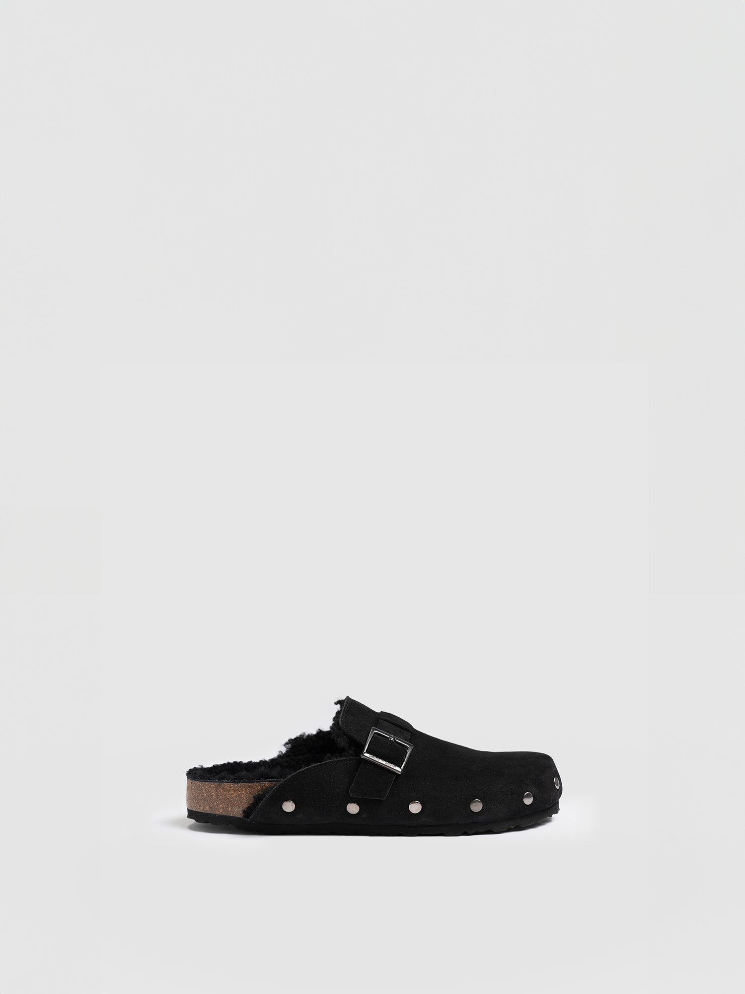 Studded Clogs - Black Shearling