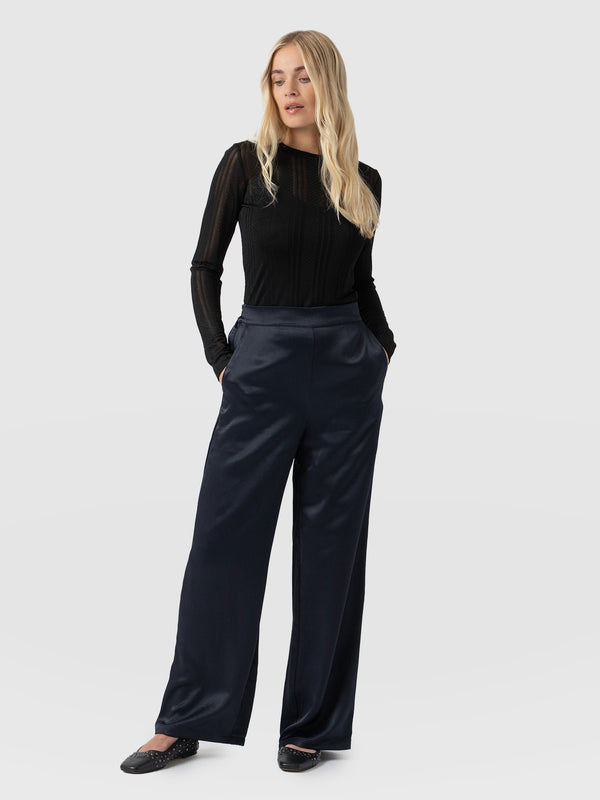 Langley Wide Leg Pant - Navy