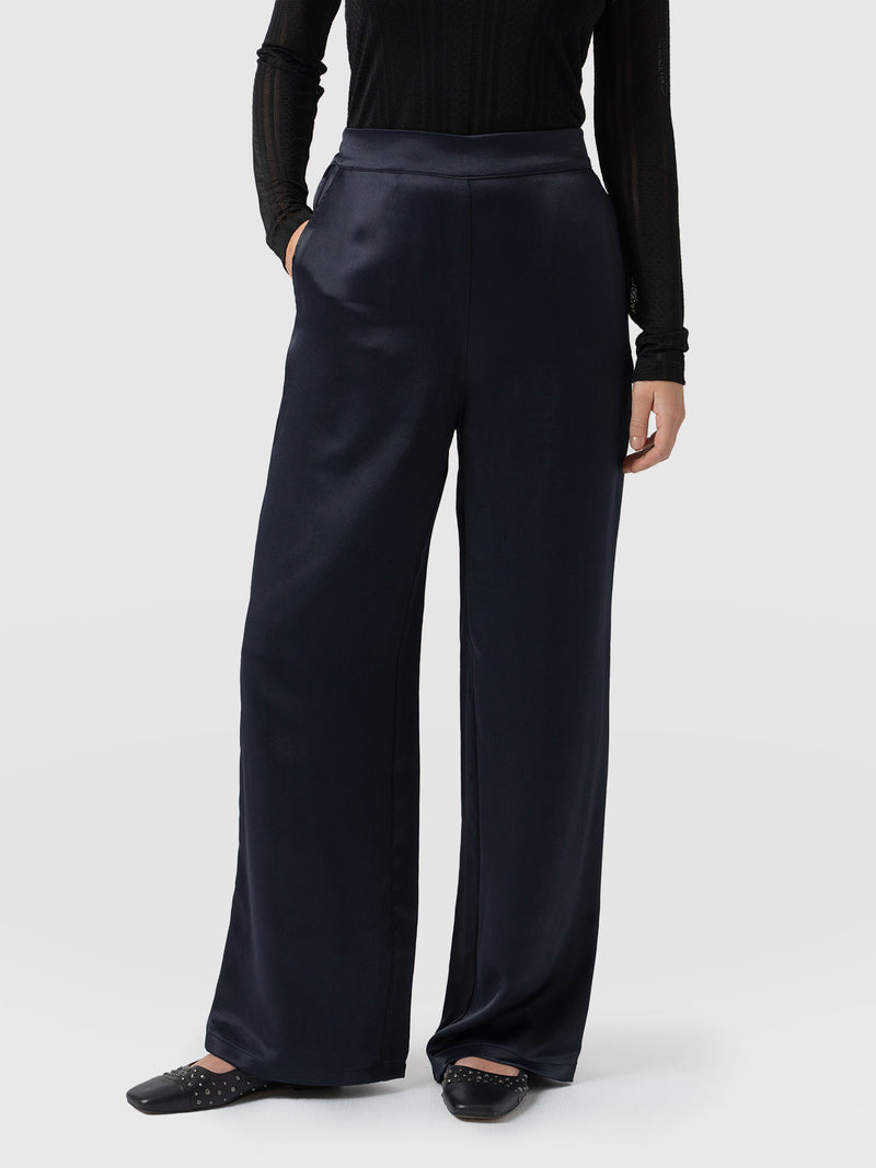 Langley Wide Leg Pant - Navy