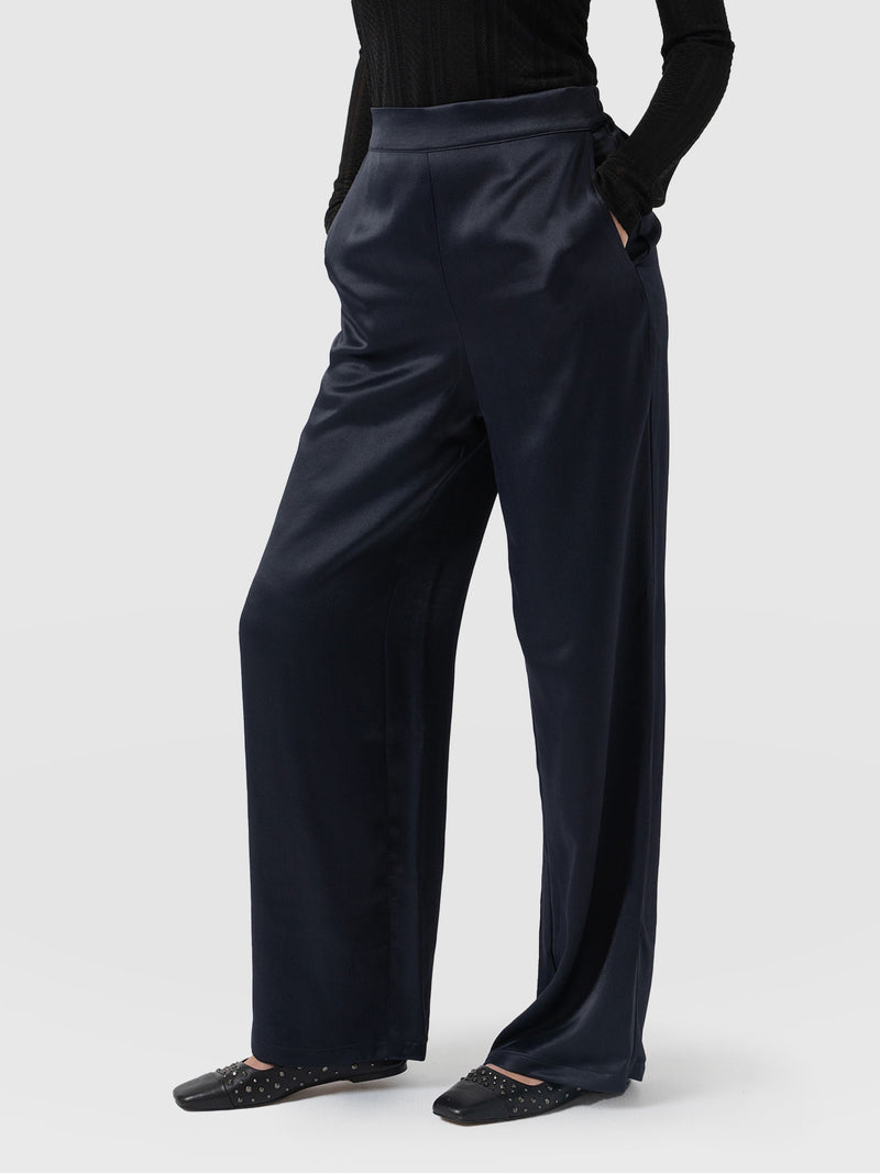 Langley Wide Leg Pant - Navy