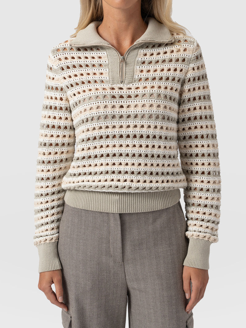 Ester Quarter Zip Knit - Beige