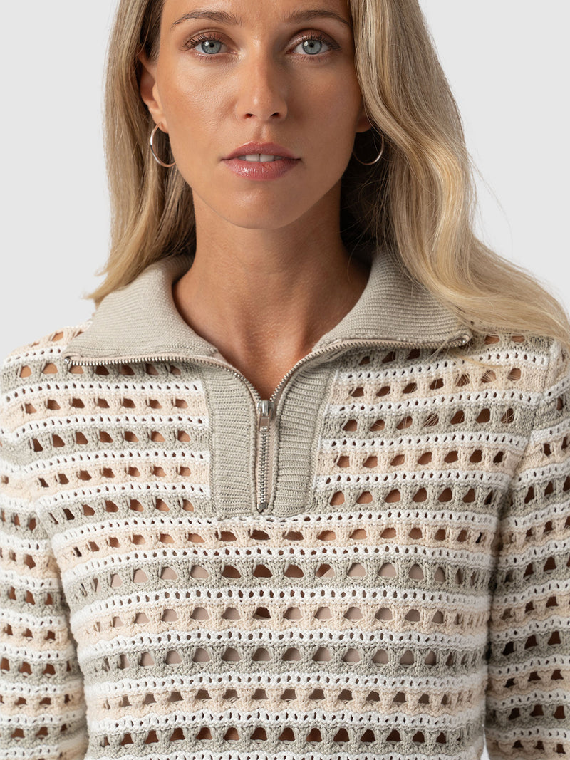 Ester Quarter Zip Knit - Beige