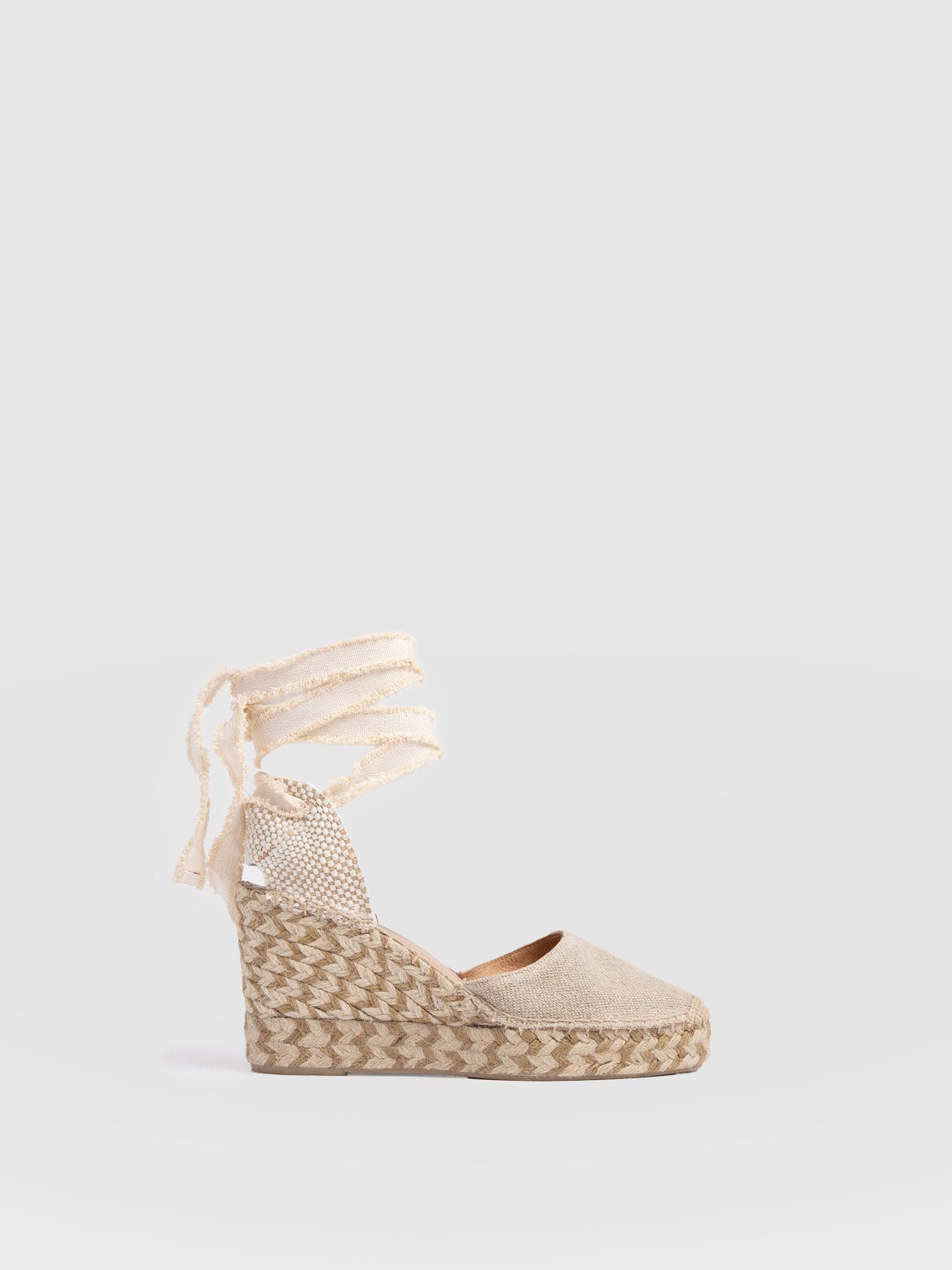 Rowe Espadrille Tie Wedges - Cream