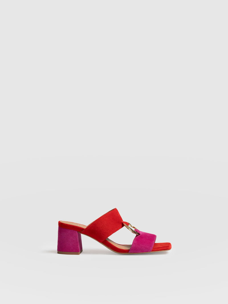 Vivienne Heeled Mules - Pink/Red