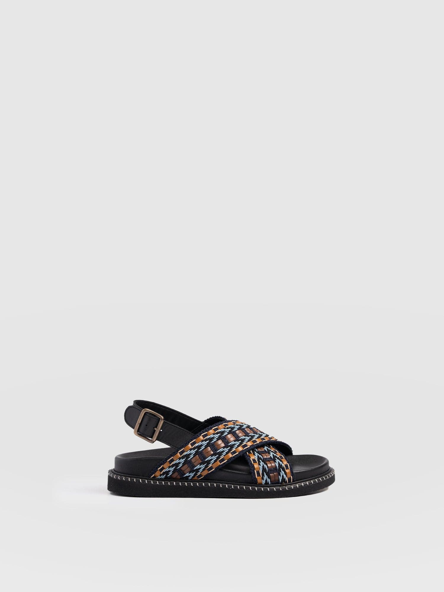 Bonnie Cross Over Sandals - Blue/Brown