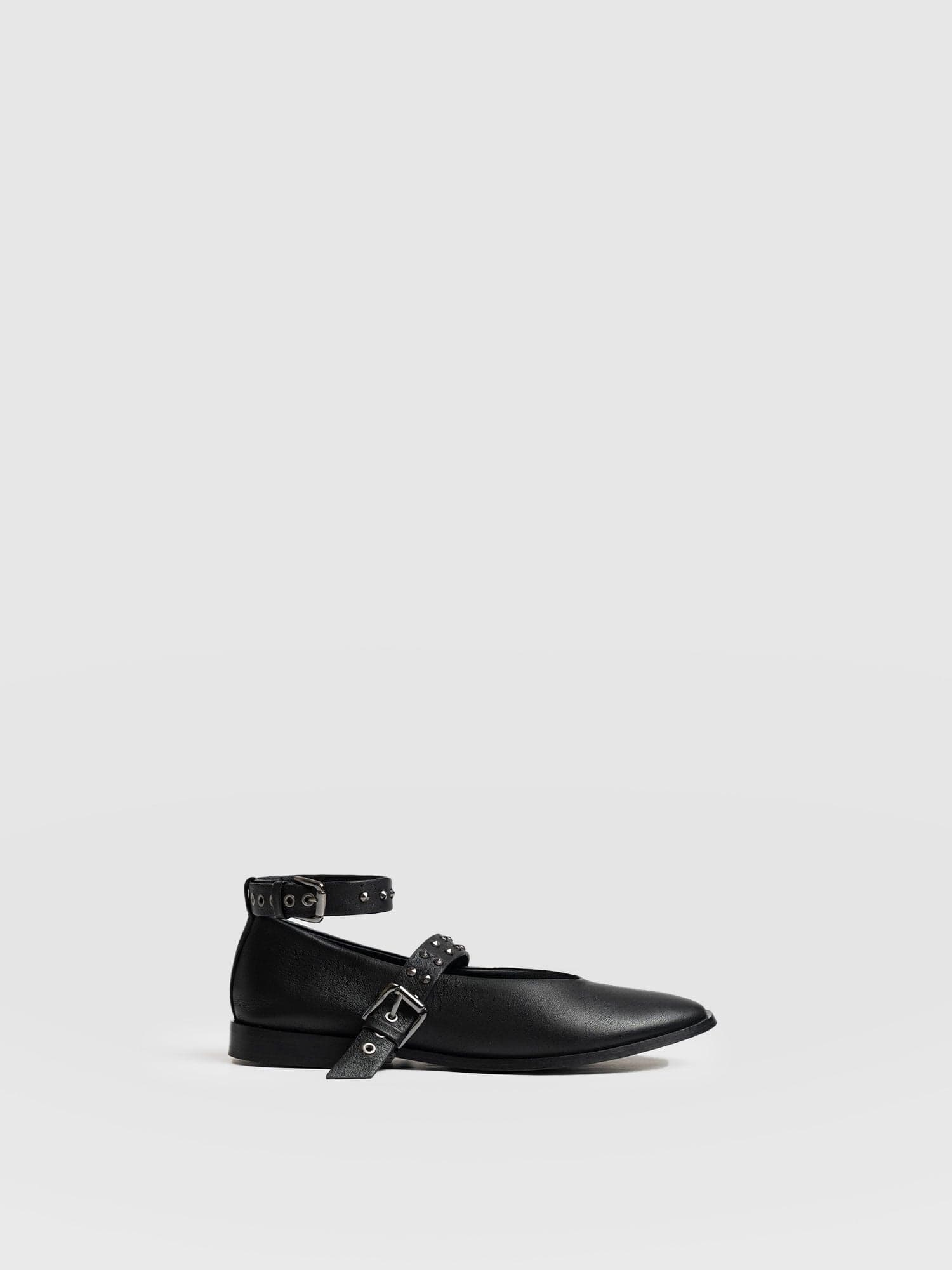 Vega Studded Ballerina Flats - Black