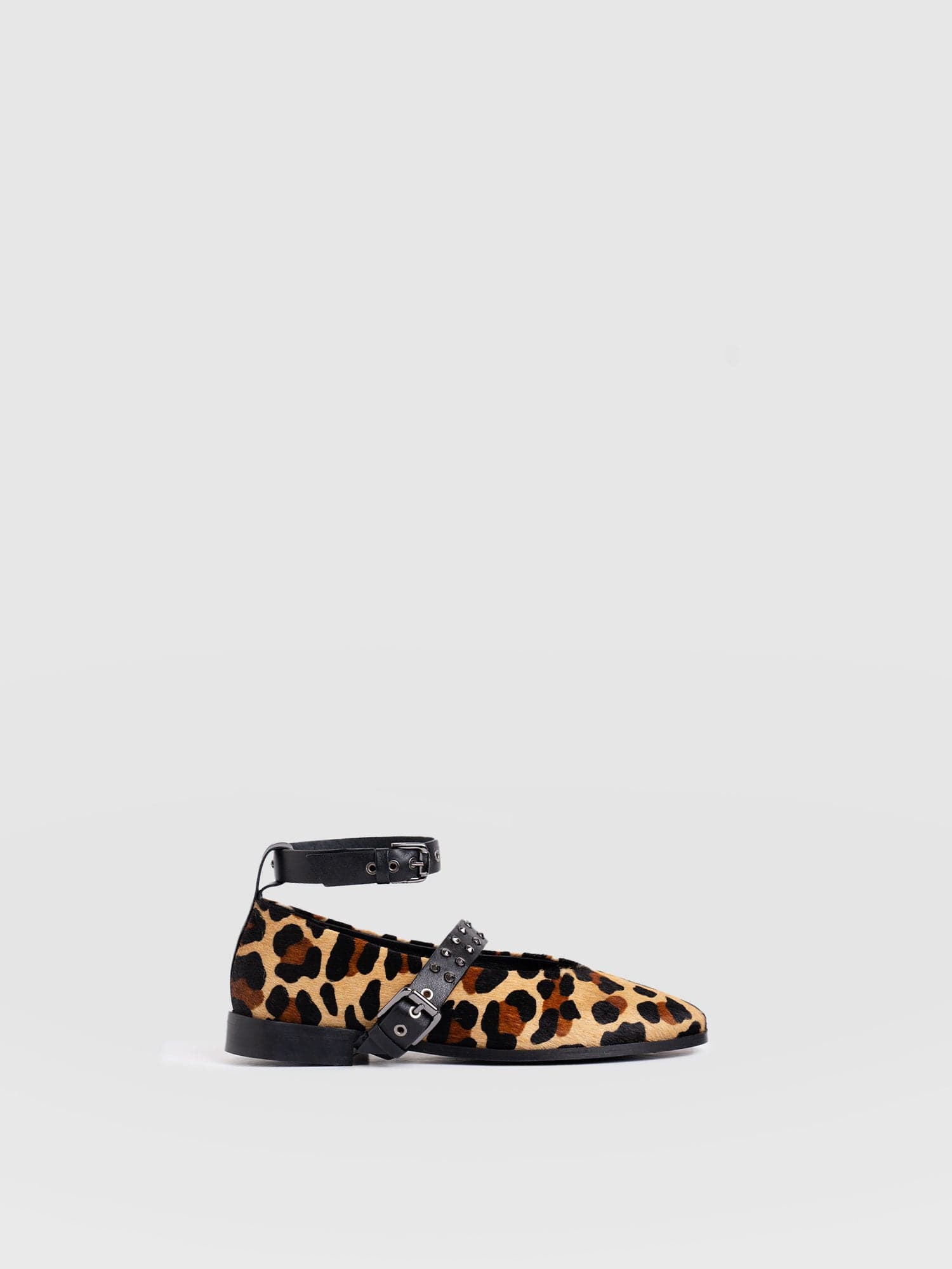 Vega Studded Ballerina Flats - Leopard