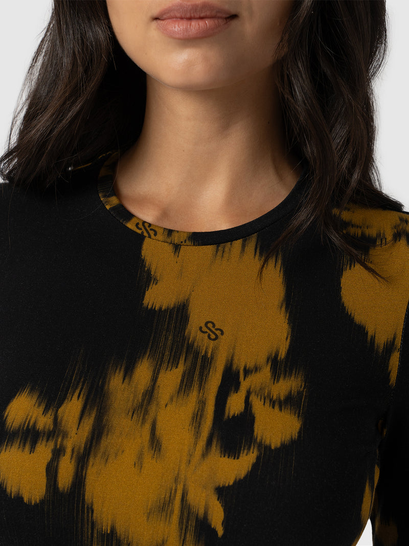 Austen Crew Neck Long Sleeve Tee - Yellow Fade Floral