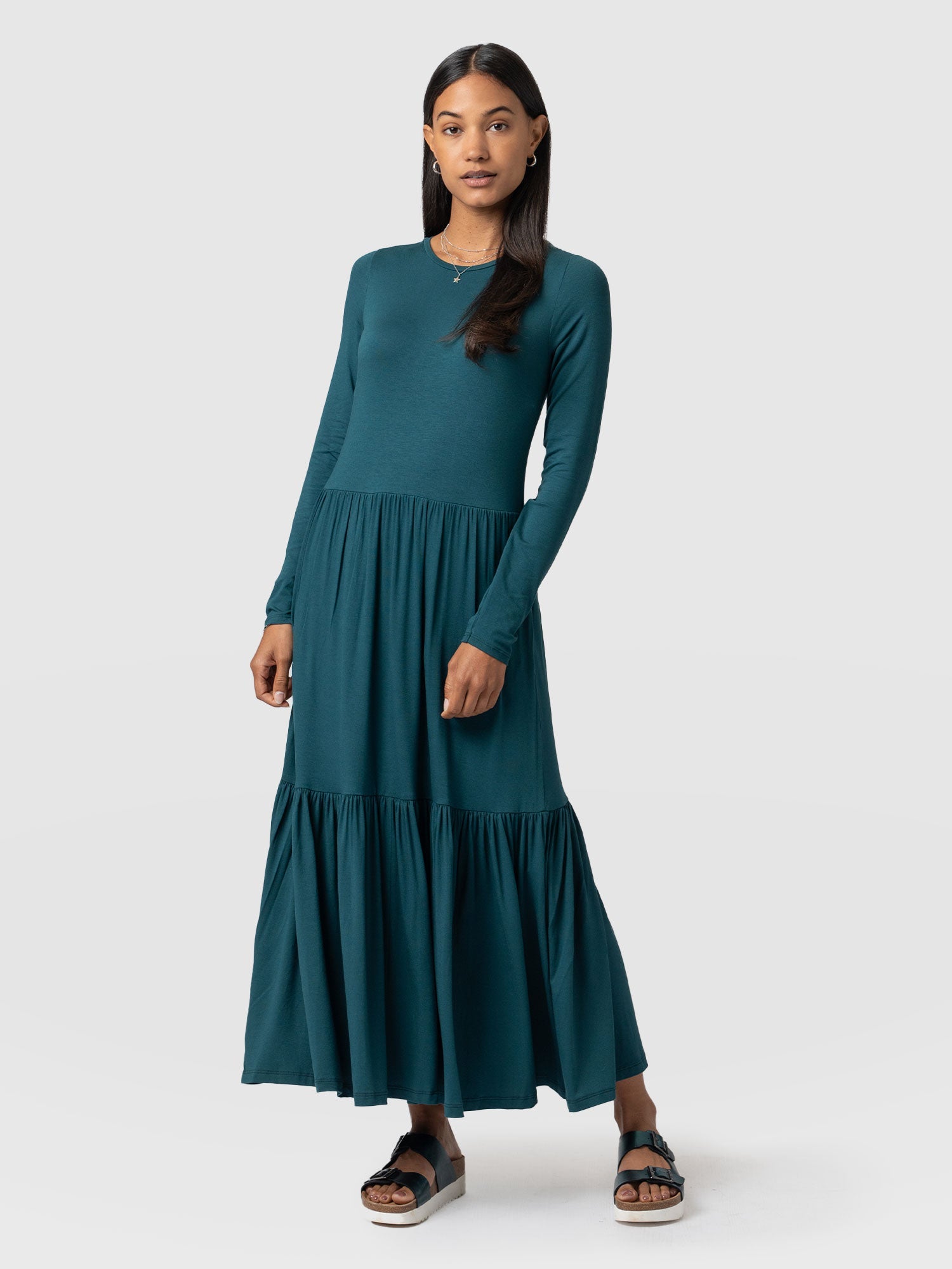 Greenwich Dress Long Sleeve - Deep Green