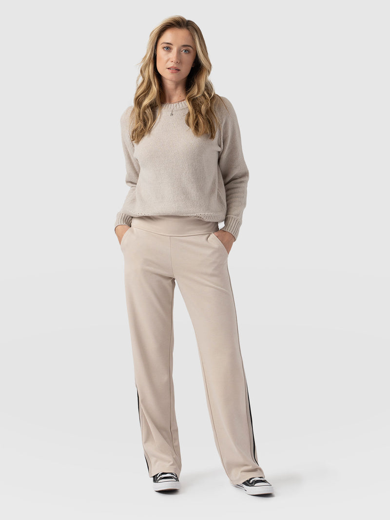 Runway Pant - Light Beige - Gold Lurex Stripe