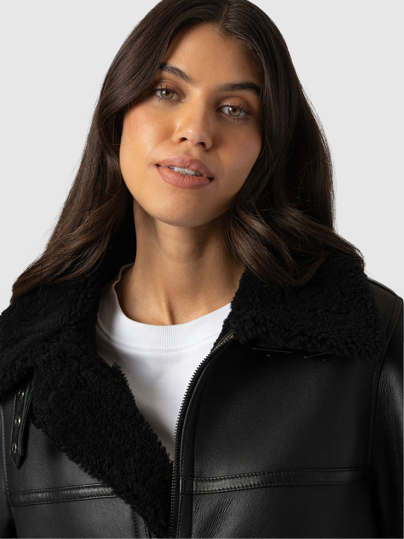 Amelia Aviator Jacket - Black