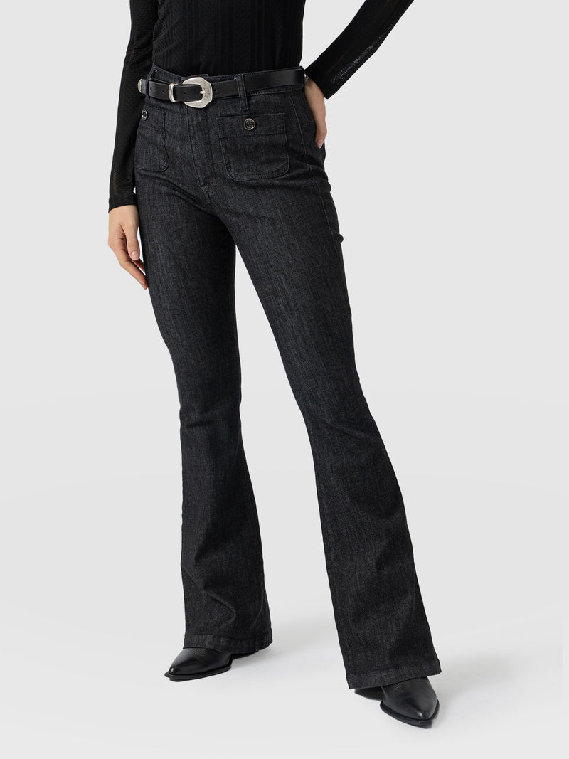 Bowie Stretch Flare Jeans - Black