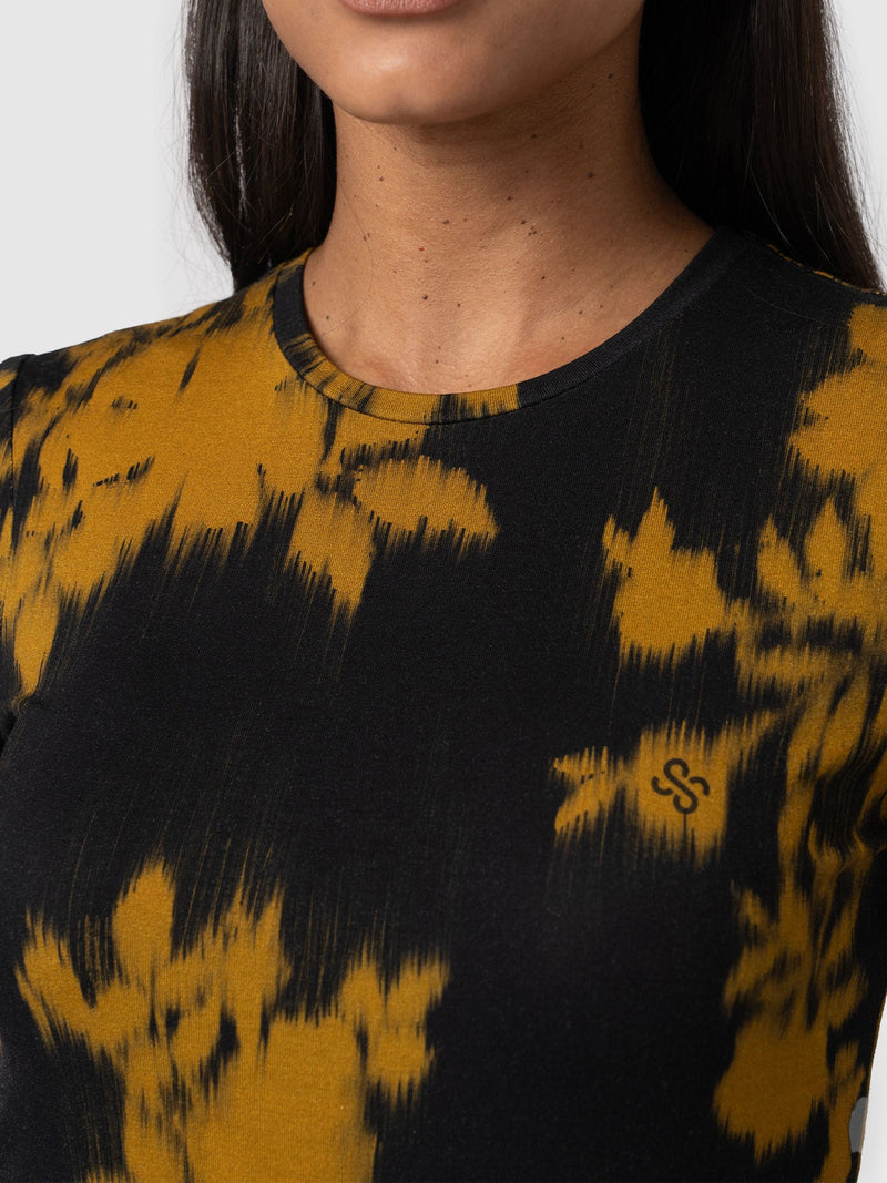 Austen Crew Neck Tee Short Sleeve - Yellow Fade Floral