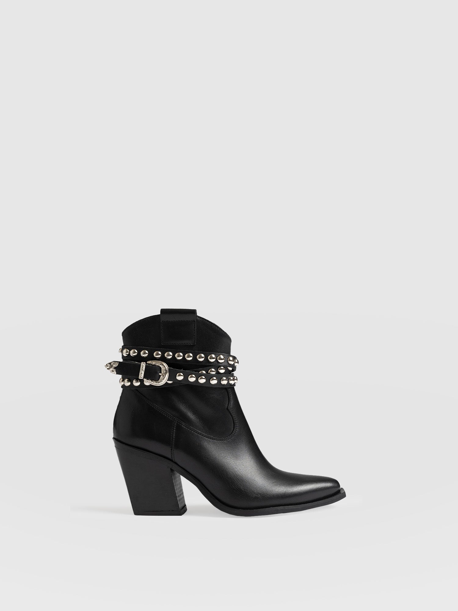 Dallas Studded Ankle Boot Black - Women's Leather Boots | Saint + Sofia® EU