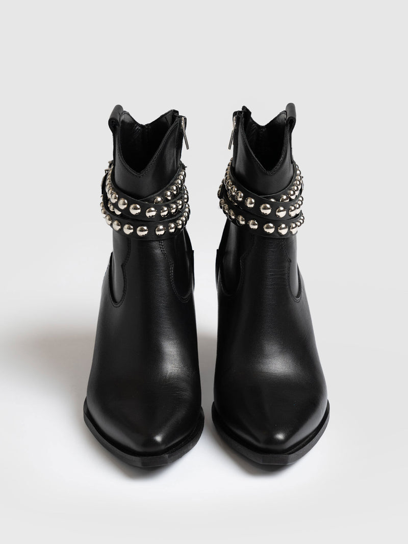 Western Studded Boot - Black