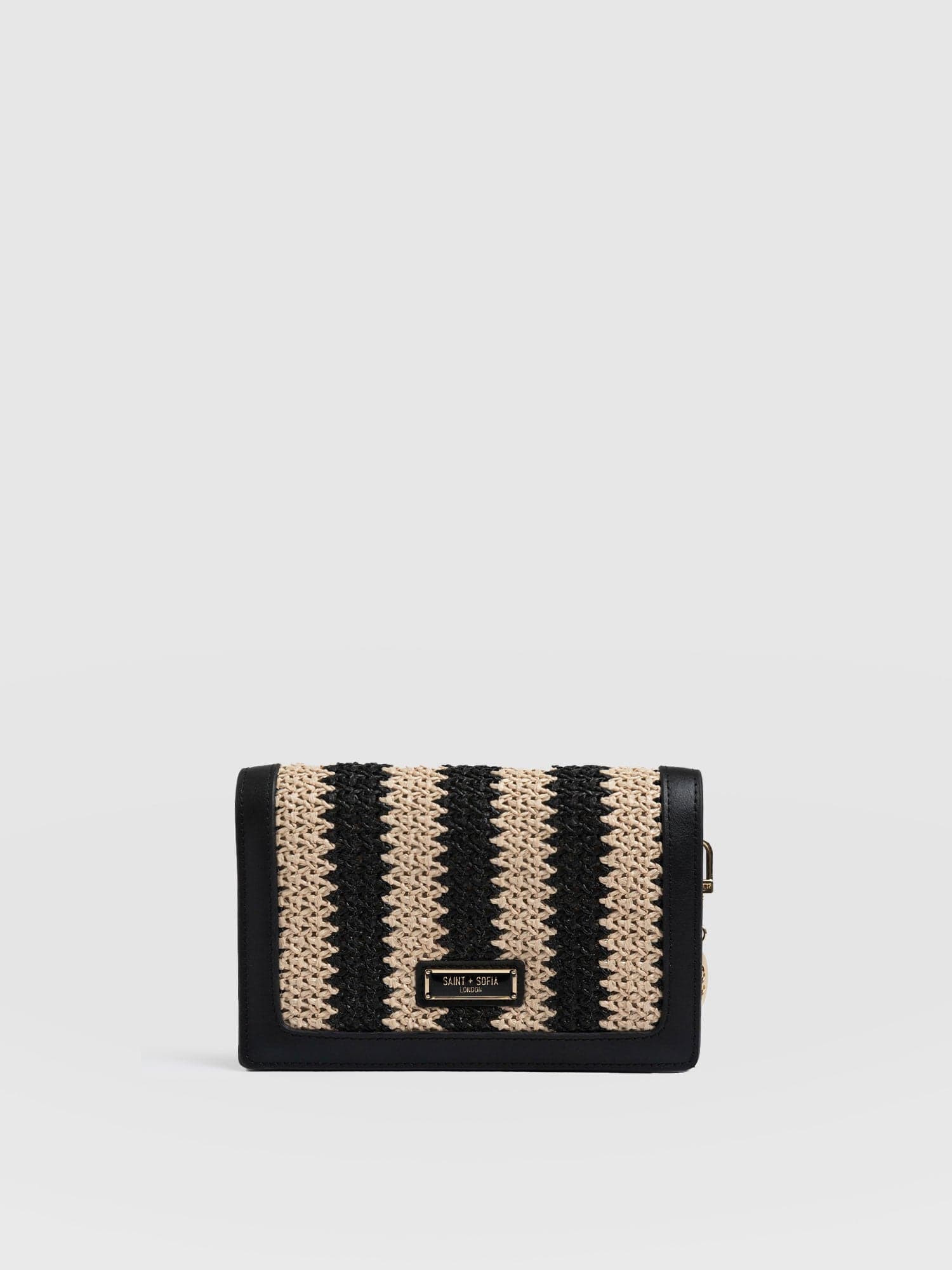 Primrose Wallet on Chain - Beige/Black Raffia