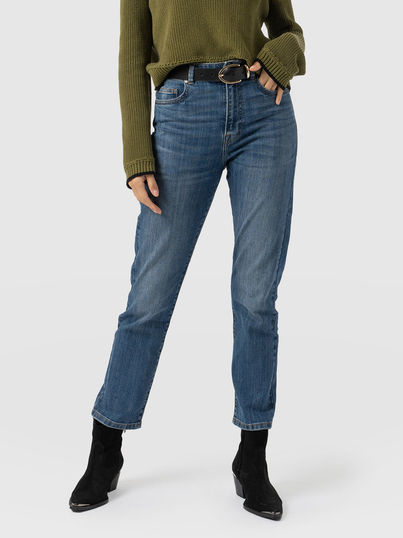 Emma Straight Leg Jean - Mid Blue