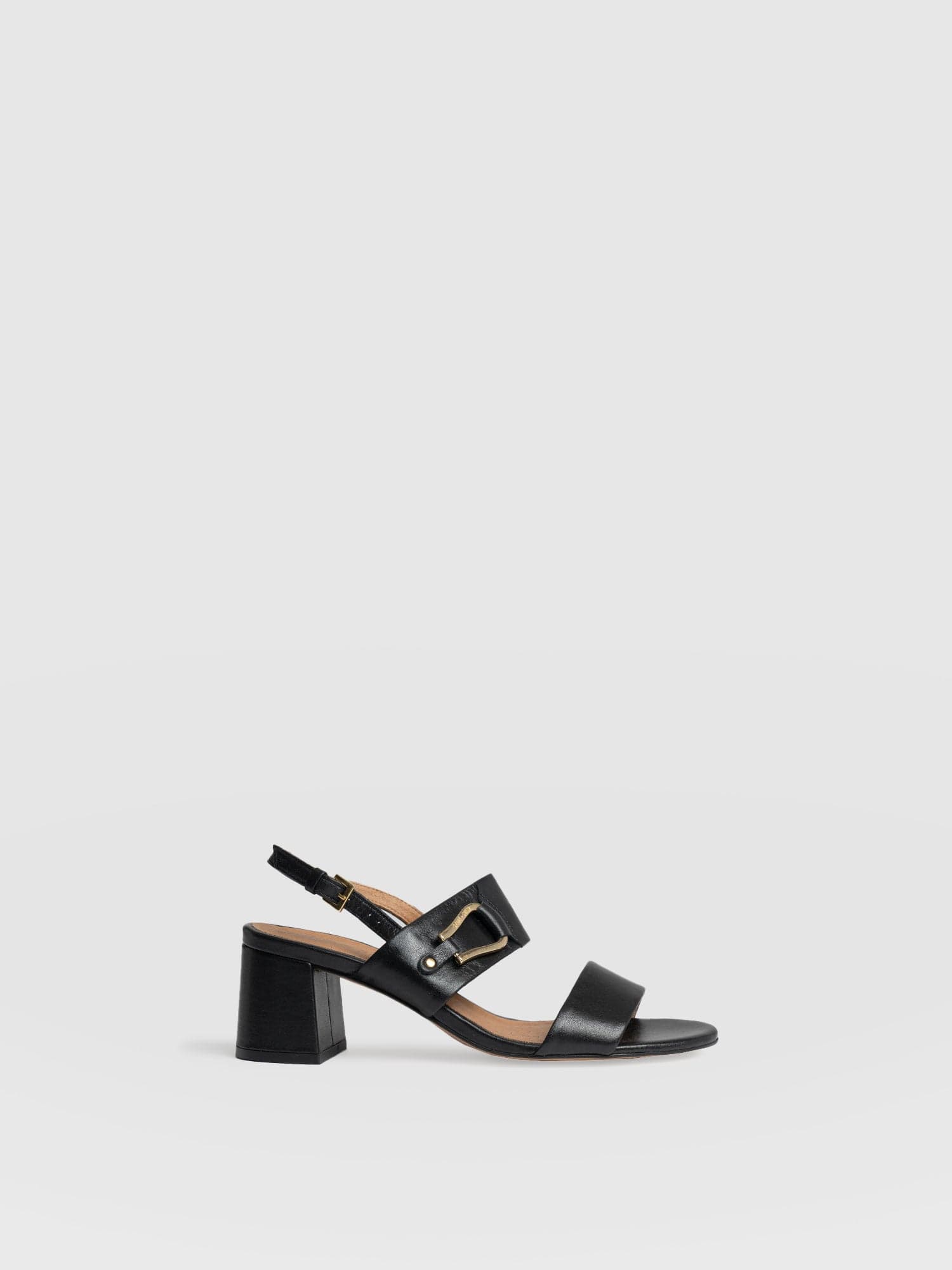 Maida Block Heeled Mules - Black